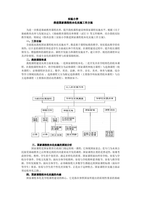 实验小学推进国家课程校本化实施工作方案 精品