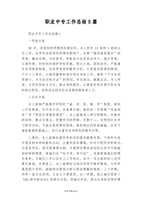 职业中专工作总结5篇