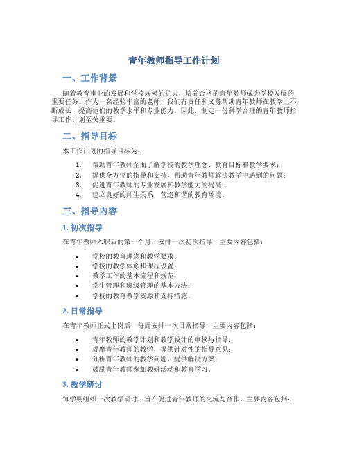 青年教师指导工作计划