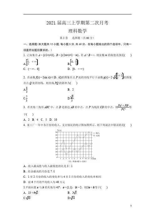 安徽省定远县育才学校2021届高三上学期第二次月考数学(理)试卷 含答案