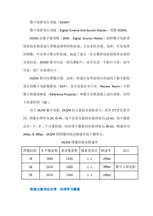 数字电影发行母版(DCDM)