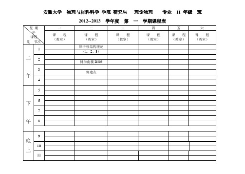 安徽大学物理与材料科学学院研究生理论物理专业11年级班