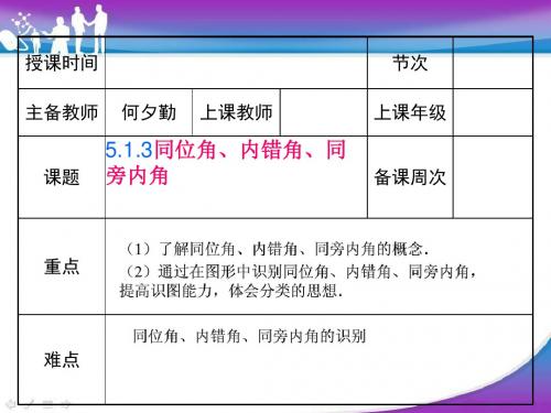 5.1.3 同位角、内错角、同旁内角(2015年秋期制作)