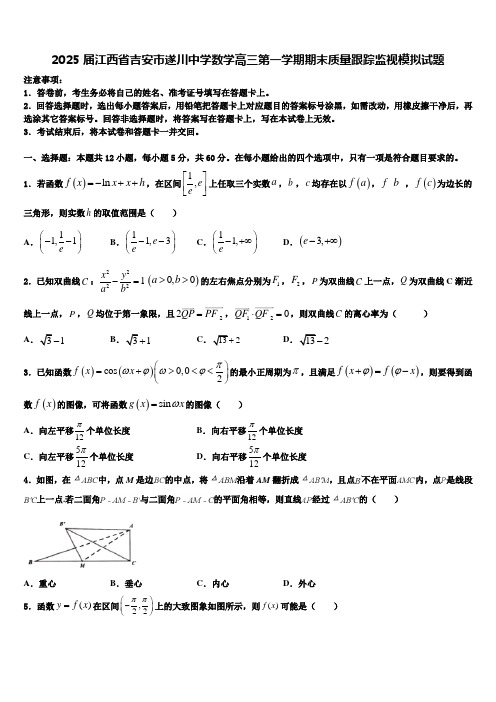 2025届江西省吉安市遂川中学数学高三第一学期期末质量跟踪监视模拟试题含解析