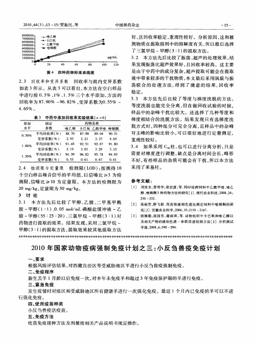 2010年国家动物疫病强制免疫计划之三：小反刍兽疫免疫计划