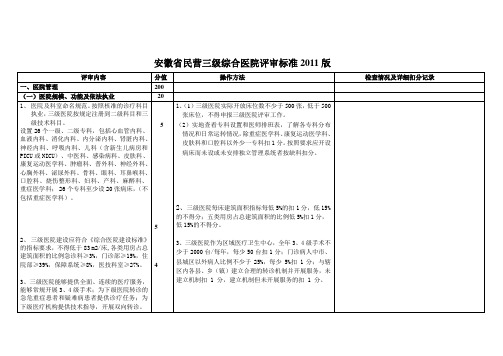 安徽省民营三级综合医院评审标准2011版