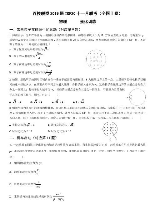百校联盟2019届TOP20十一月联考(全国Ⅰ卷)物理强化训练