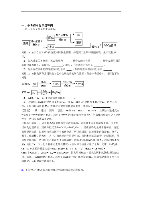 中考化学专题复习流程图的综合题含答案(1)