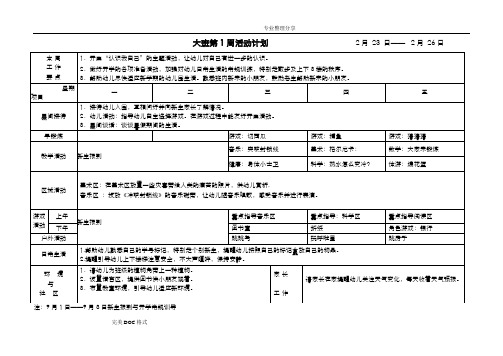 幼儿园大班周计划表超级详细