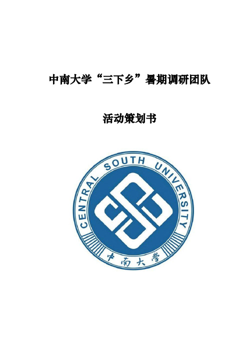 中南大学暑期社会实践项目策划书