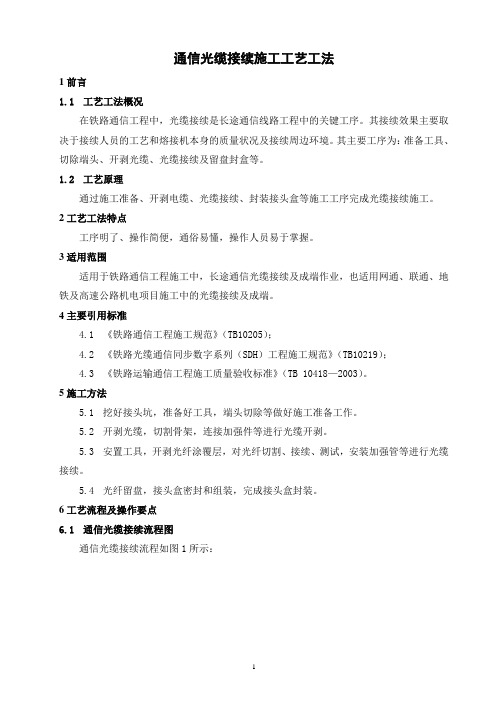 通信光缆接续工艺工法