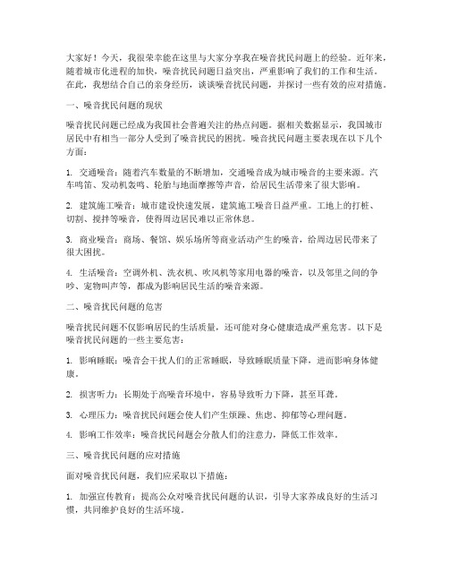 噪音扰民经验交流会发言稿