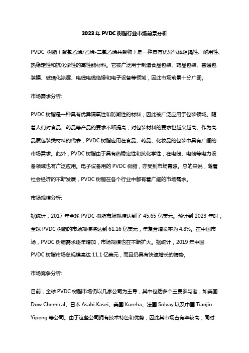 2023年PVDC树脂行业市场前景分析