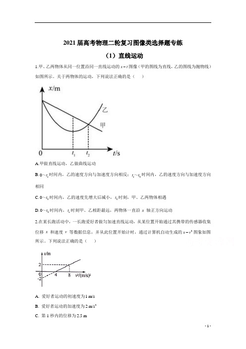 2021届物理新高考二轮复习 直线运动 图像类选择题 作业 含解析