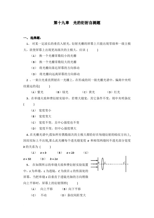 第十九章  光的衍射自测题