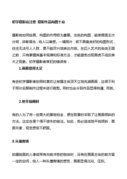 初学摄影应注意 摄影作品构图十忌