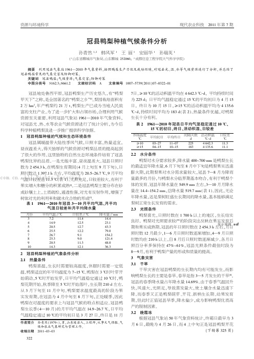 冠县鸭梨种植气候条件分析