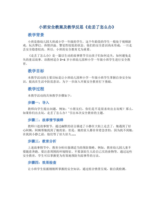 小班安全教案及教学反思《走丢了怎么办》