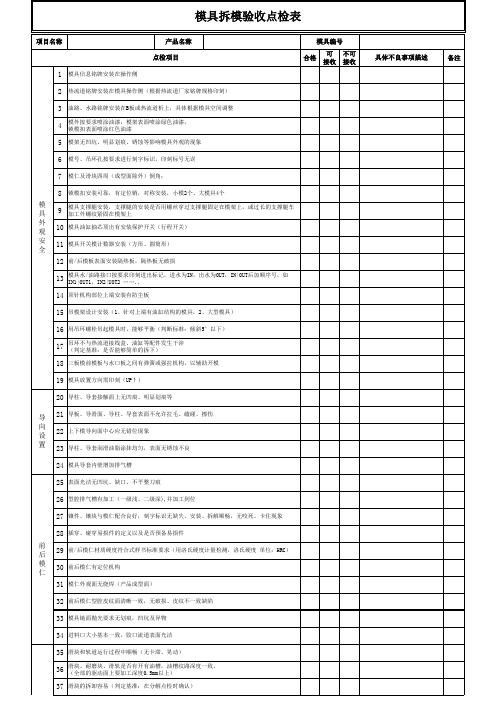 模具拆模验收点检表A0 