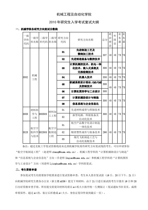 北航7系复试大纲2010-2013年