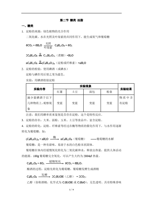 《糖类油脂》知识总结