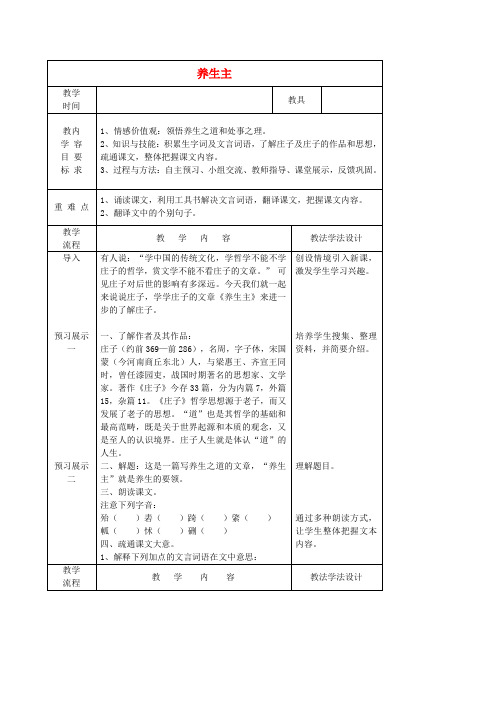 吉林省长市第一五七中学九年级语文下册 第6课 养生主教案1 长版