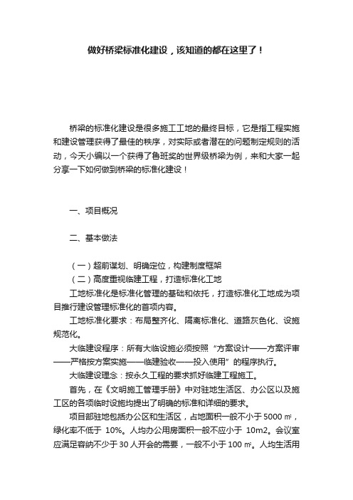 做好桥梁标准化建设，该知道的都在这里了！