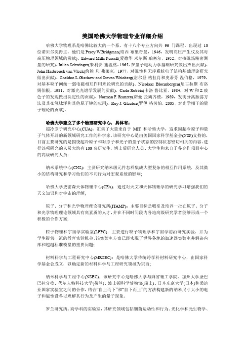 美国哈佛大学物理专业详细介绍