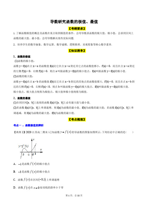 导数研究函数的极值、最值(精讲)(含解析)