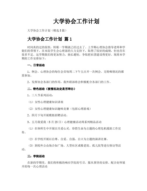 大学协会工作计划