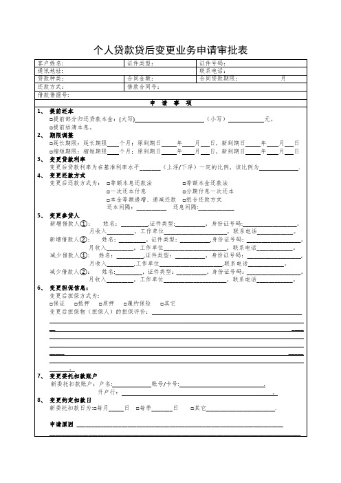 提前还款申请表【范本模板】