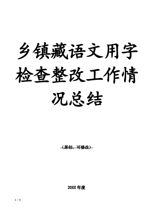 乡镇藏语文用字检查整改工作情况总结