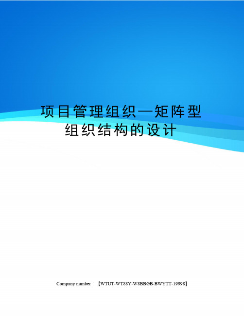 项目管理组织—矩阵型组织结构的设计