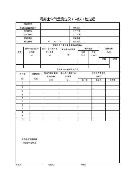 混凝土含气量测定仪检定记录