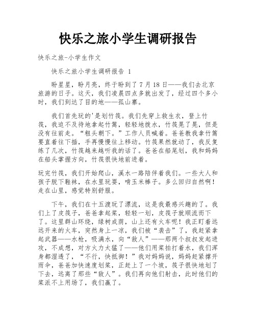 快乐之旅小学生调研报告