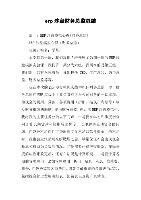 erp沙盘财务总监总结