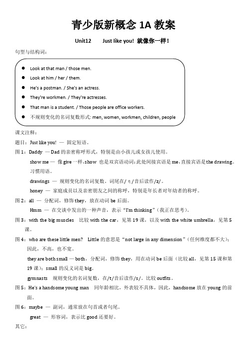 青少版新概念英语1A Unit 12 教案