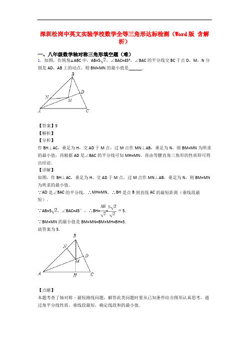 深圳松岗中英文实验学校数学全等三角形达标检测(Word版 含解析)