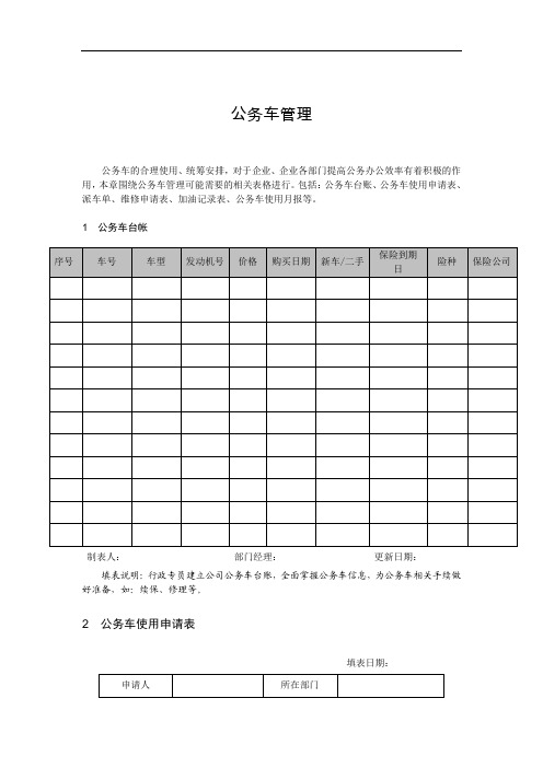 9个 公务车管理表格