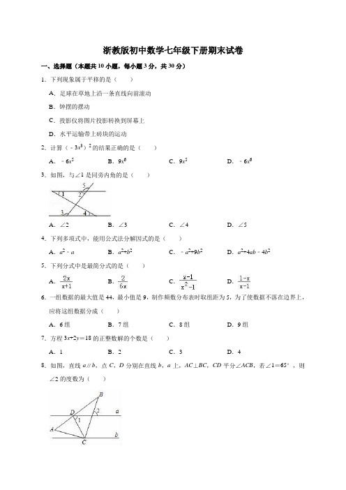 浙教版七年级(下)期末数学试卷附答案