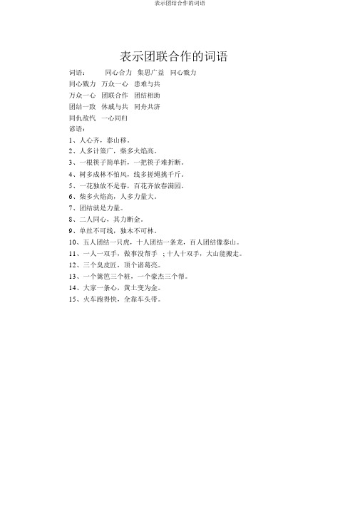 表示团结合作的词语