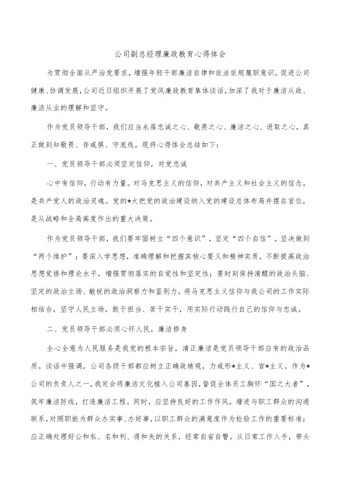 公司副总经理廉政教育心得体会