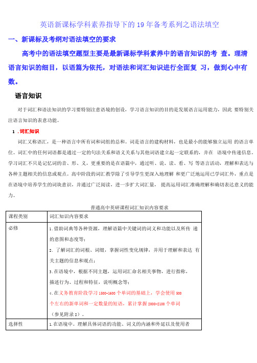 英语新课标学科素养指导下的19年备考系列之语法填空