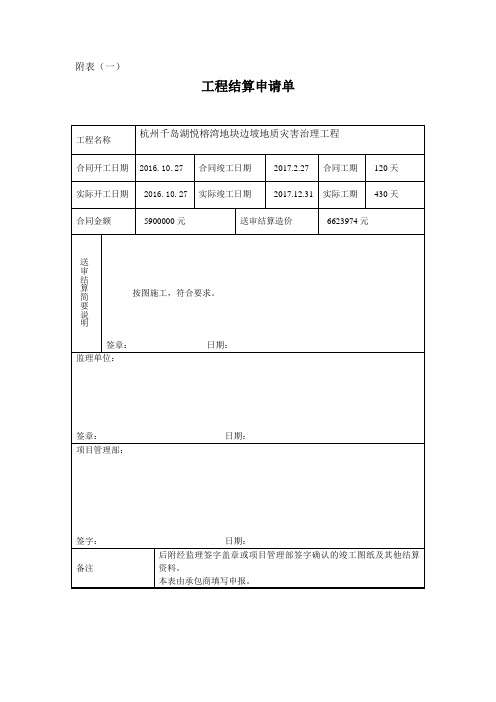 工程结算资料目录