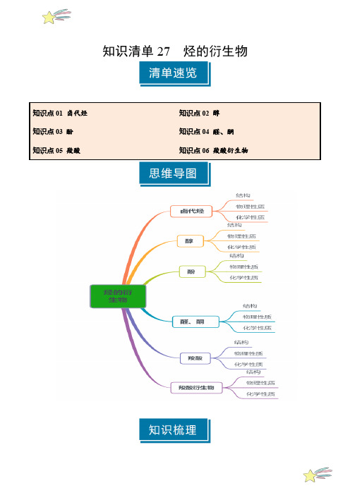 知识清单27烃的衍生物-2025年高考化学一轮复习知识清单(新高考专用)(学生版)