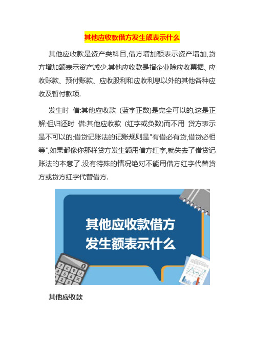 其他应收款借方发生额表示什么