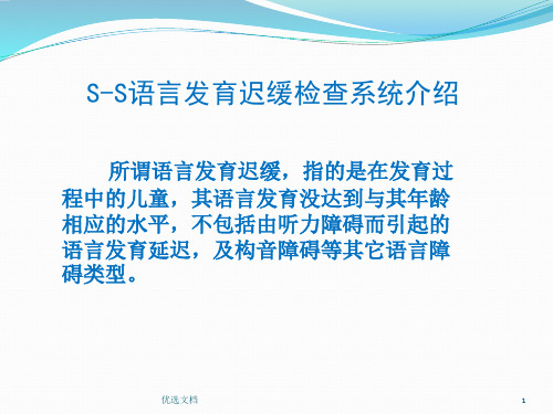 S-S语言发育迟缓检查系统介绍最终版.ppt