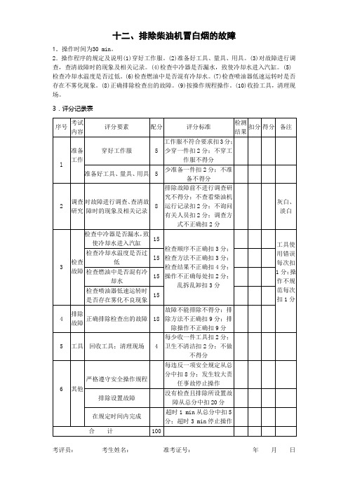 排除柴油机冒白烟的故障高级AB004