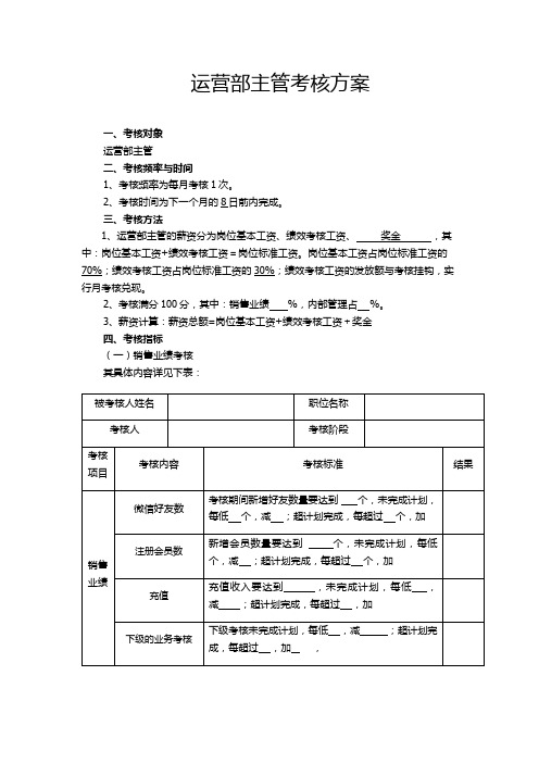 运营部考核方案