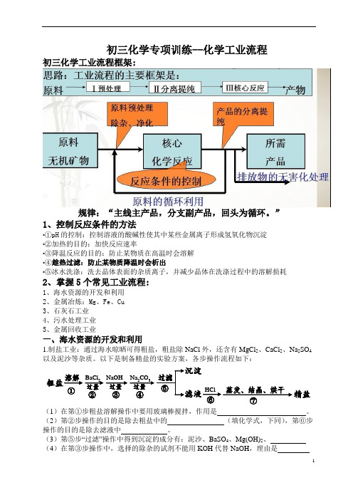 初三化学工业流程专项训练(有答案)